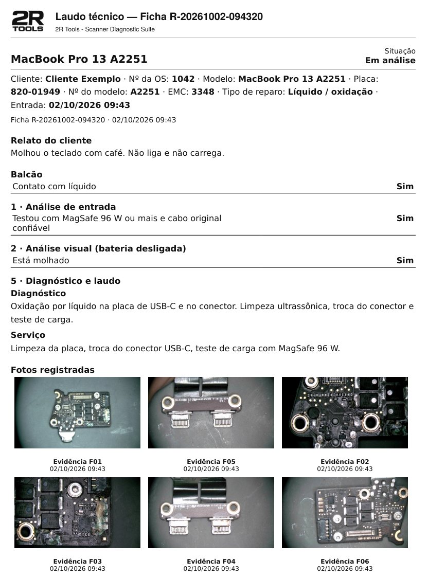 Report with real photos of the repair