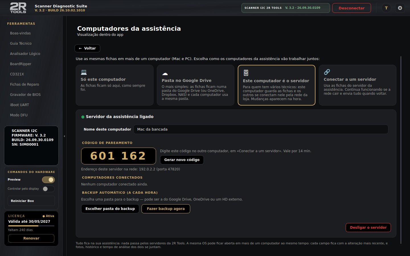 Mac e PC nas mesmas fichas no app